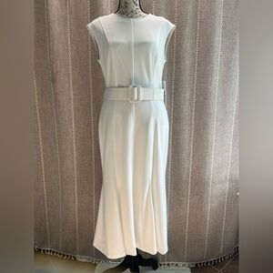 Calvin Klein White Belted Midi Dress